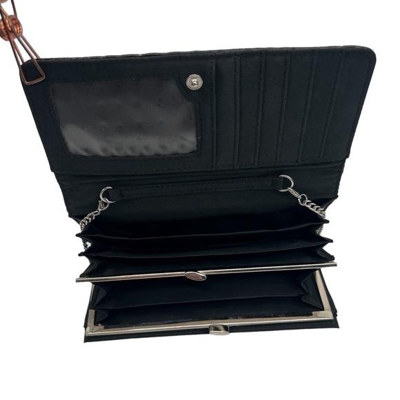 Black Silver Chain Handle Clutch Shoulder Mini Purse - Picture 5 of 6